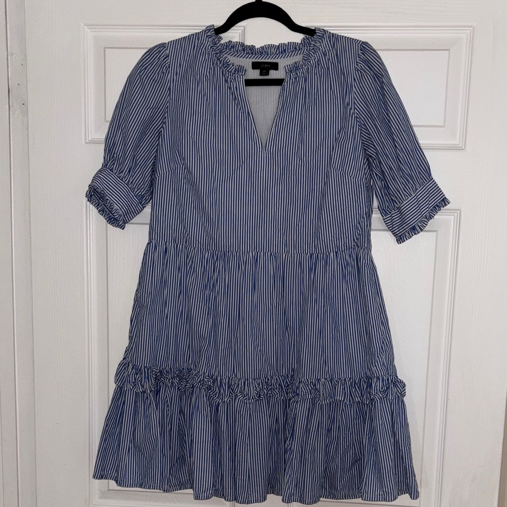 J. Crew Blue and White Striped Mini Dress